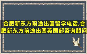 合肥新东方前途出国留学电话,合肥新东方前途出国英国部咨询顾问