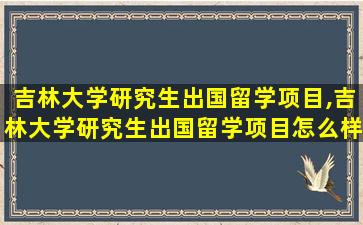 吉林大学研究生出国留学项目,吉林大学研究生出国留学项目怎么样