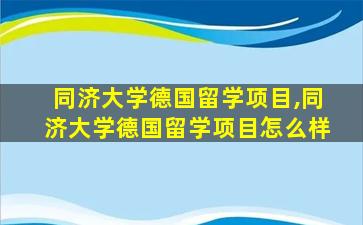 同济大学德国留学项目,同济大学德国留学项目怎么样