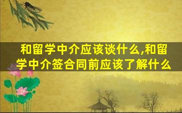 和留学中介应该谈什么,和留学中介签合同前应该了解什么