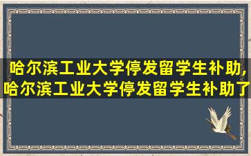 哈尔滨工业大学停发留学生补助,哈尔滨工业大学停发留学生补助了吗