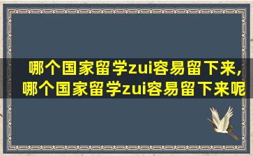 哪个国家留学zui
容易留下来,哪个国家留学zui
容易留下来呢