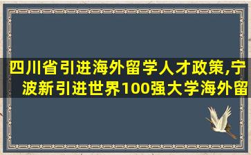 四川省引进海外留学人才政策,宁波新引进世界100强大学海外留学人才