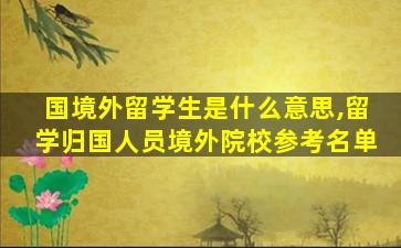 国境外留学生是什么意思,留学归国人员境外院校参考名单