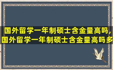 国外留学一年制硕士含金量高吗,国外留学一年制硕士含金量高吗多少钱