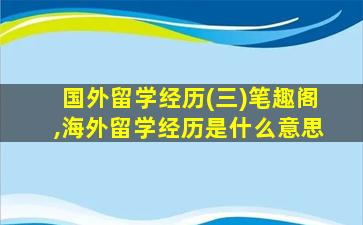 国外留学经历(三)笔趣阁,海外留学经历是什么意思