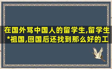 在国外骂中国人的留学生,留学生*
祖国,回国后还找到那么好的工作