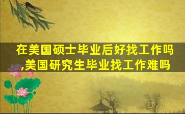 在美国硕士毕业后好找工作吗,美国研究生毕业找工作难吗