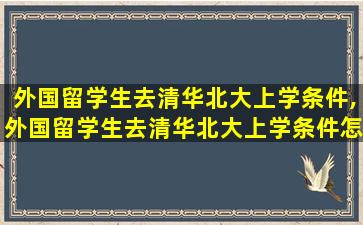 外国留学生去清华北大上学条件,外国留学生去清华北大上学条件怎么样