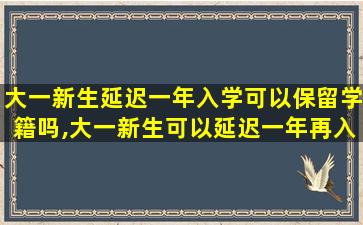 大一新生延迟一年入学可以保留学籍吗,大一新生可以延迟一年再入学吗