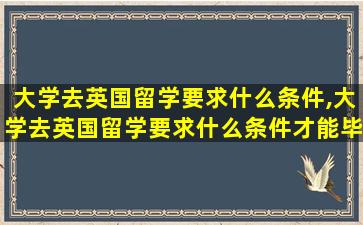 大学去英国留学要求什么条件,大学去英国留学要求什么条件才能毕业