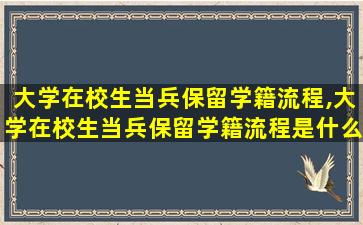 大学在校生当兵保留学籍流程,大学在校生当兵保留学籍流程是什么