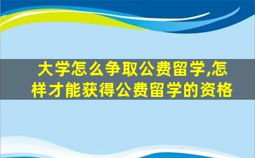 大学怎么争取公费留学,怎样才能获得公费留学的资格