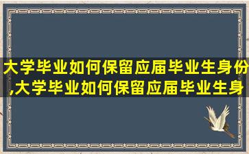 大学毕业如何保留应届毕业生身份,大学毕业如何保留应届毕业生身份信息