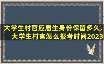 大学生村官应届生身份保留多久,大学生村官怎么报考时间2023