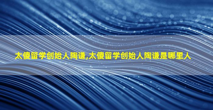 太傻留学创始人陶谦,太傻留学创始人陶谦是哪里人