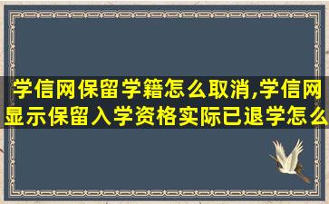 学信网保留学籍怎么取消,学信网显示保留入学资格实际已退学怎么办