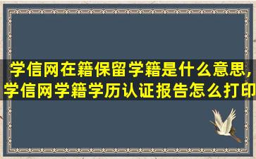 学信网在籍保留学籍是什么意思,学信网学籍学历认证报告怎么打印