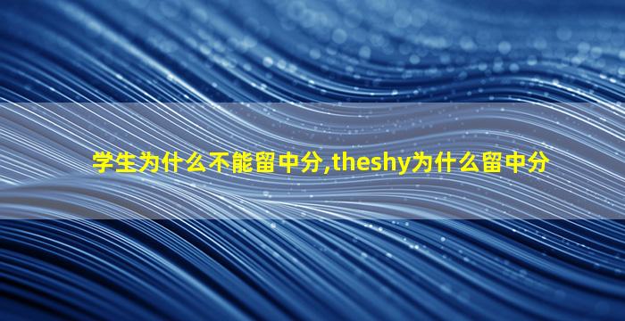 学生为什么不能留中分,theshy为什么留中分