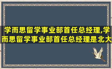 学而思留学事业部首任总经理,学而思留学事业部首任总经理是北大毕业的么