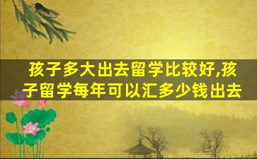 孩子多大出去留学比较好,孩子留学每年可以汇多少钱出去