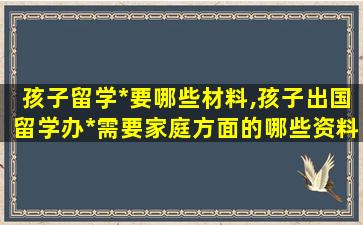 孩子留学*
要哪些材料,孩子出国留学办*
需要家庭方面的哪些资料