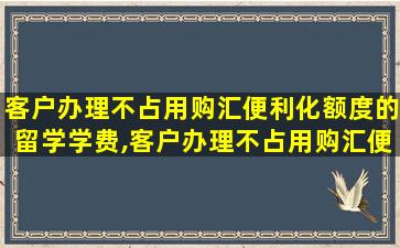 客户办理不占用购汇便利化额度的留学学费,客户办理不占用购汇便利化额度的留学学费购付汇业务