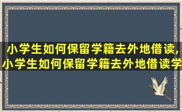 小学生如何保留学籍去外地借读,小学生如何保留学籍去外地借读学校