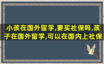 小孩在国外留学,要买社保吗,孩子在国外留学,可以在国内上社保吗