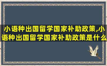 小语种出国留学国家补助政策,小语种出国留学国家补助政策是什么