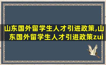 山东国外留学生人才引进政策,山东国外留学生人才引进政策zui
新