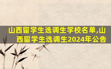 山西留学生选调生学校名单,山西留学生选调生2024年公告