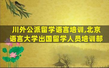 川外公派留学语言培训,北京语言大学出国留学人员培训部