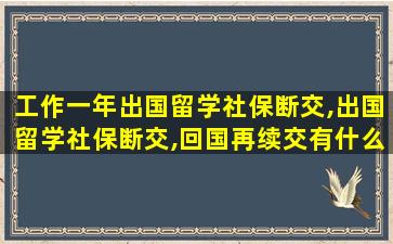 工作一年出国留学社保断交,出国留学社保断交,回国再续交有什么影响