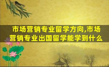 市场营销专业留学方向,市场营销专业出国留学能学到什么