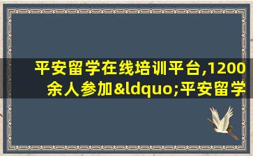 平安留学在线培训平台,1200余人参加“平安留学”出国留学行前培训会