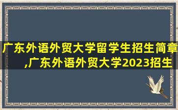 广东外语外贸大学留学生招生简章,广东外语外贸大学2023招生简章