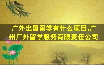 广外出国留学有什么项目,广州广外留学服务有限责任公司