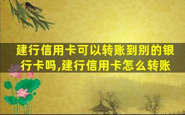 建行信用卡可以转账到别的银行卡吗,建行信用卡怎么转账