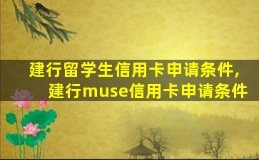 建行留学生信用卡申请条件,建行muse信用卡申请条件