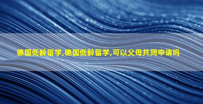 德国低龄留学,德国低龄留学,可以父母共同申请吗