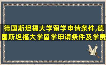 德国斯坦福大学留学申请条件,德国斯坦福大学留学申请条件及学费