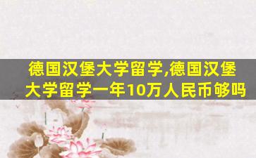 德国汉堡大学留学,德国汉堡大学留学一年10万人民币够吗