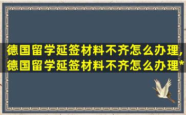 德国留学延签材料不齐怎么办理,德国留学延签材料不齐怎么办理*