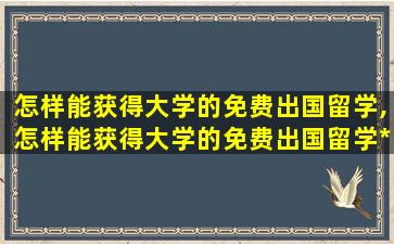 怎样能获得大学的免费出国留学,怎样能获得大学的免费出国留学*