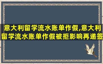 意大利留学流水账单作假,意大利留学流水账单作假被拒影响再递签吗