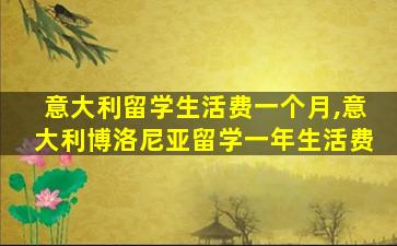 意大利留学生活费一个月,意大利博洛尼亚留学一年生活费