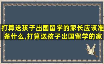 打算送孩子出国留学的家长应该准备什么,打算送孩子出国留学的家长应该准备什么东西