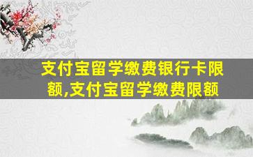 支付宝留学缴费银行卡限额,支付宝留学缴费限额