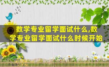 数学专业留学面试什么,数学专业留学面试什么时候开始